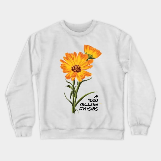 A 1000 Yellow Daisies - White - Gilmore Crewneck Sweatshirt by Fenay-Designs